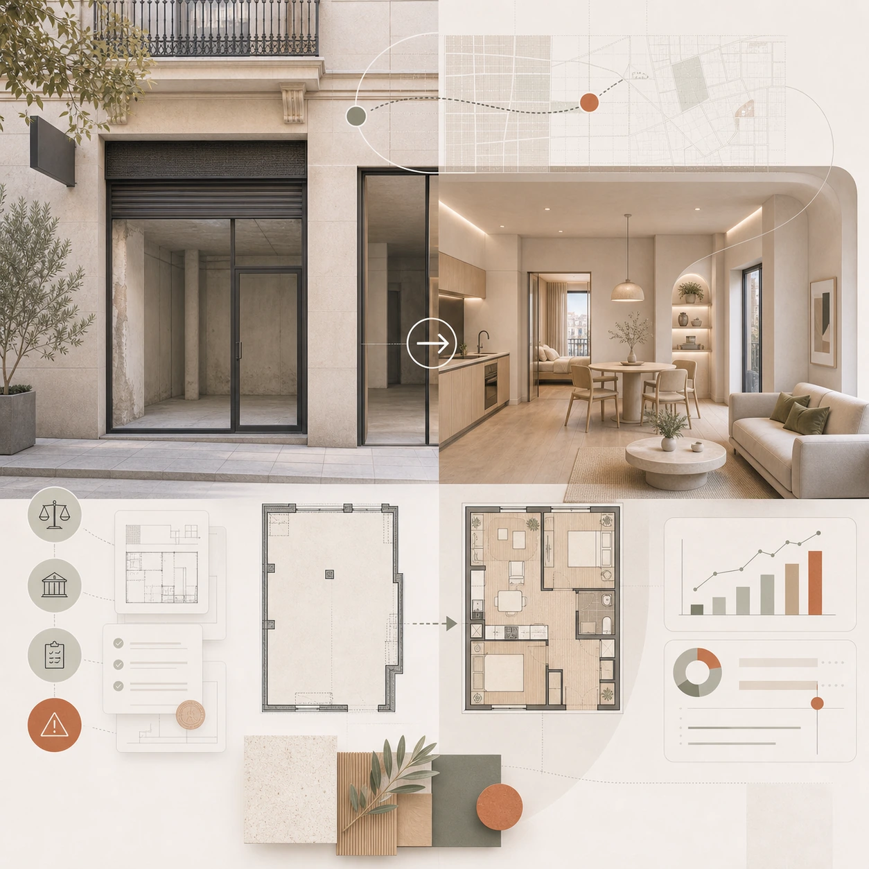 Cambio de uso de local a vivienda en Madrid: riesgos legales y retorno real