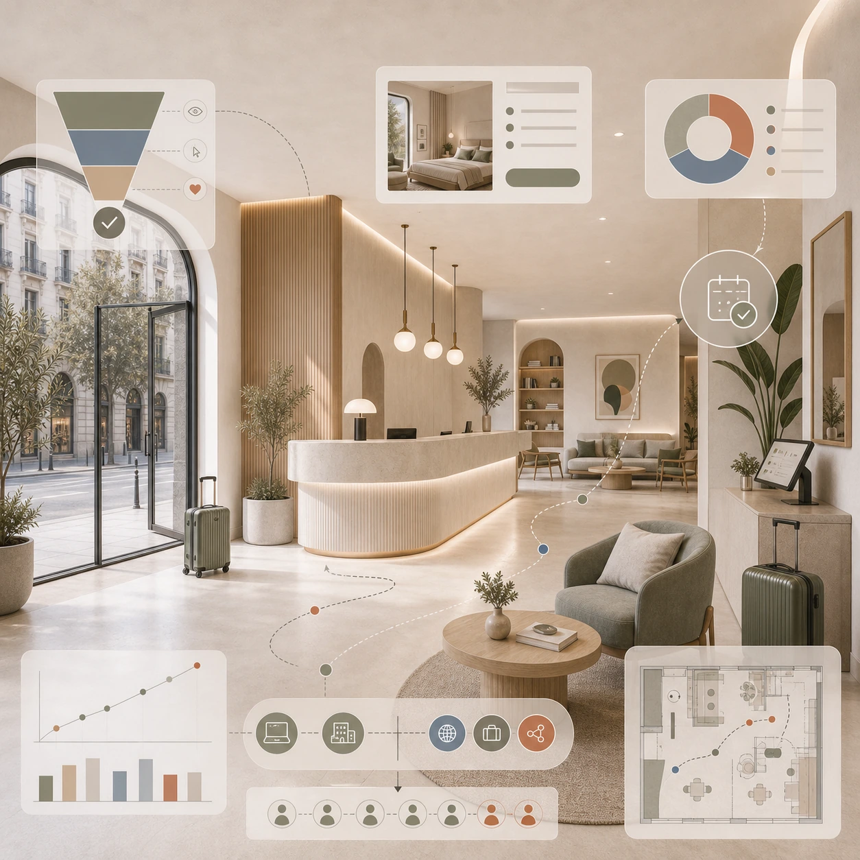 Diseño de lobby hotelero para reservas directas