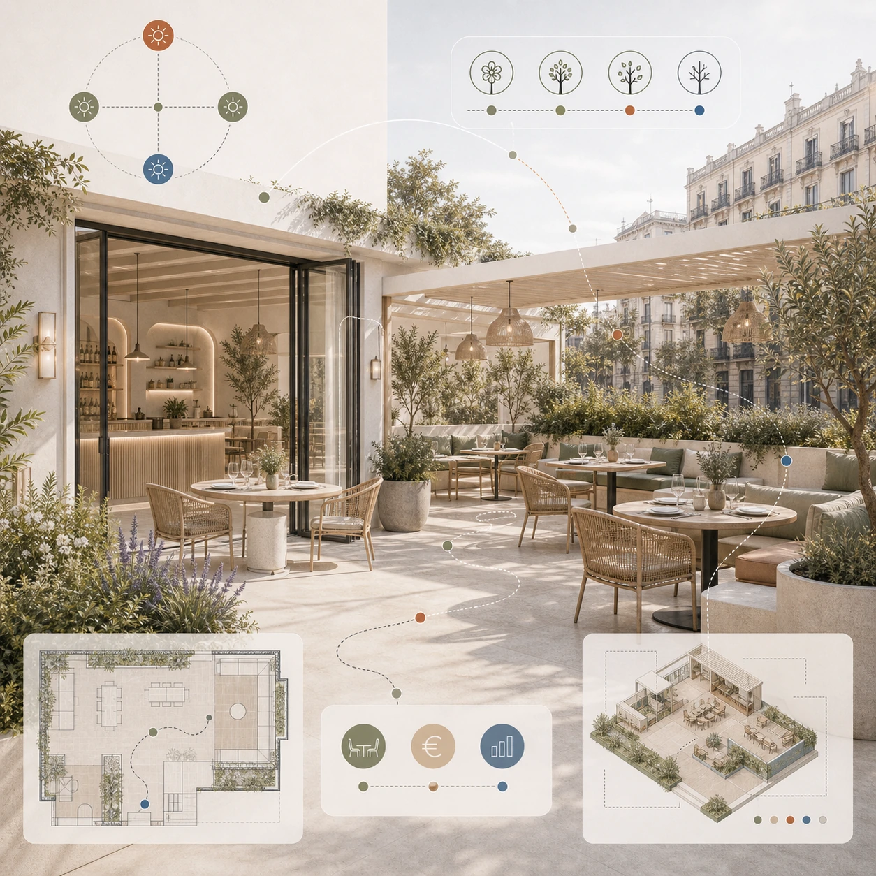 Diseño de terrazas y jardines comerciales