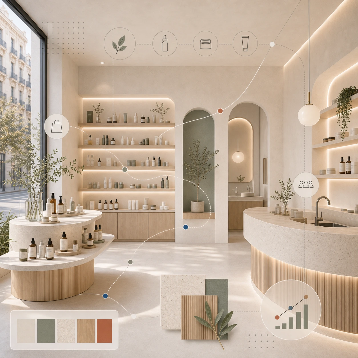 Diseño de tiendas de cosmética y skincare